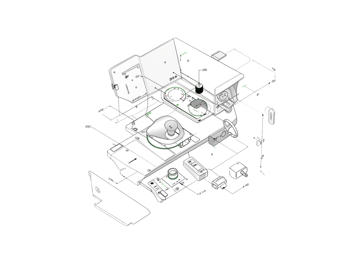 Exploded technical illustration of vehicle dashboard systems